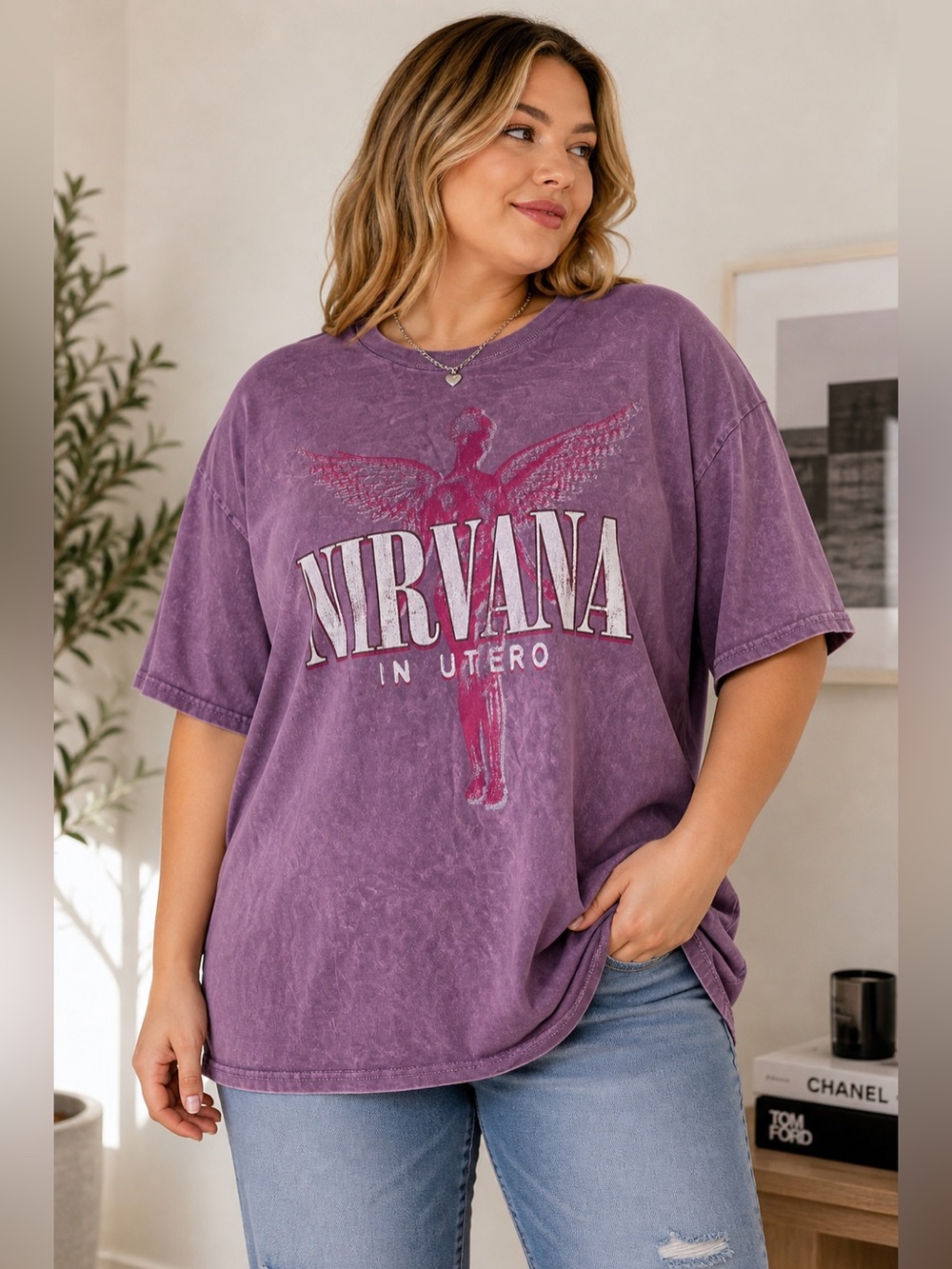 Nirvana In Utero 93 Purple Mineral Wash Graphic Tee NWT 1X